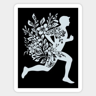Floral Running Man – Strength, Motion & Nature Combined Magnet